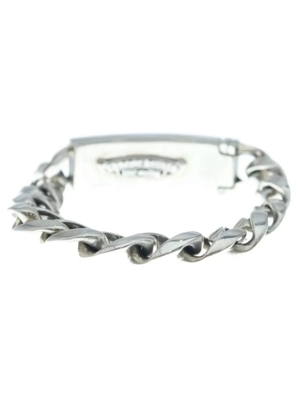 Chrome Hearts ID Floral Crs Cross ID Classic Link Bracelet Silver